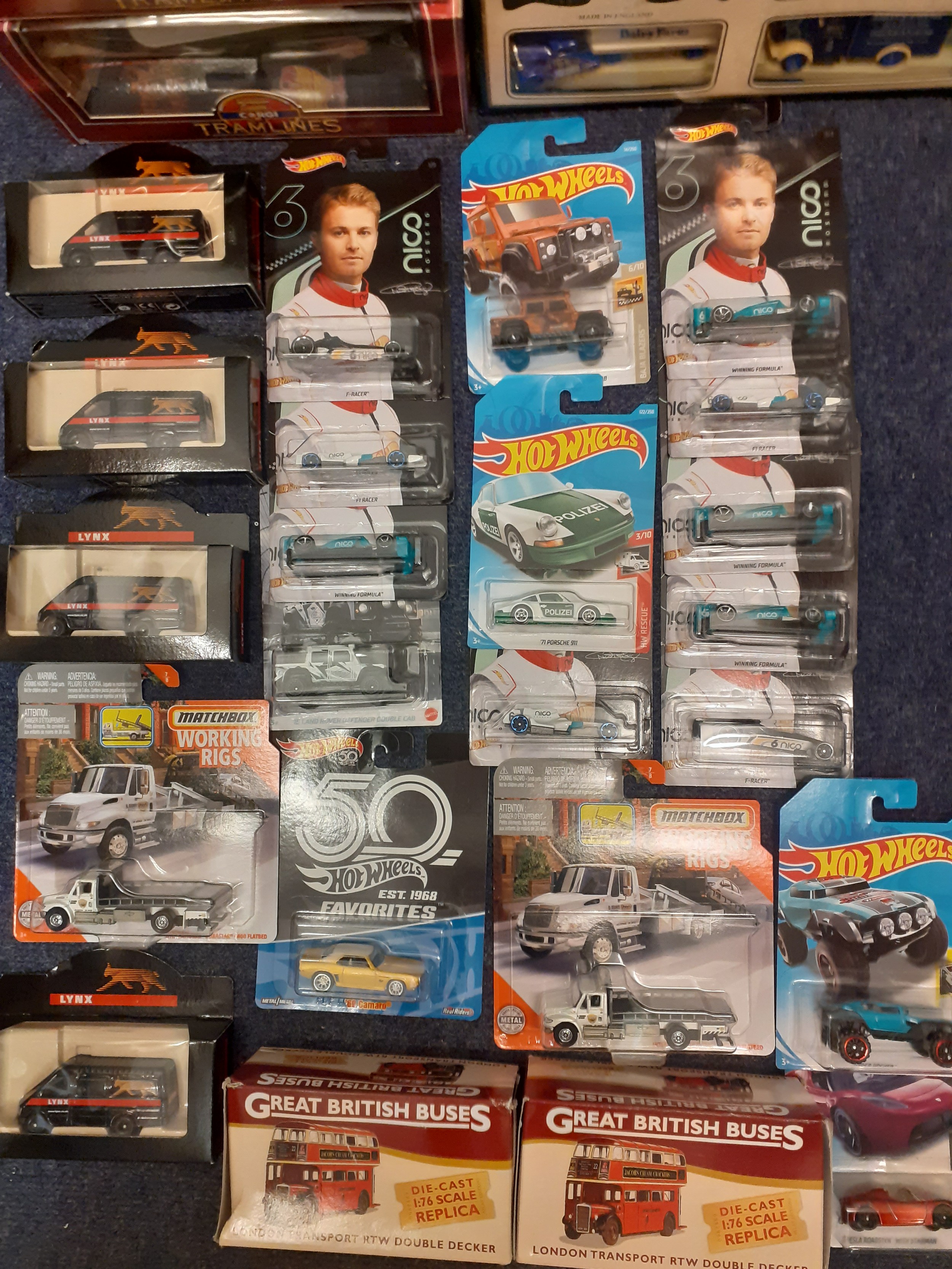A quantity of die cast collectors vehicles to include Hot Wheels, Corgi buses and Tramlines, Days - Image 2 of 3