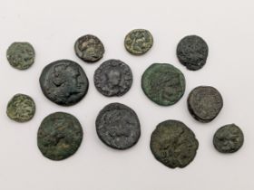 Ancient Greece - A group of twelve bronze coins to include, Apollo Tripod, Thrace Apollonia