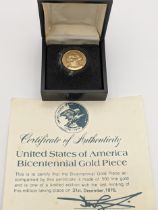 United states of America - A 1976 bicentennial gold piece, depicting Eagle with stretched wings