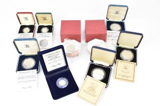 British silver proof commemorative and other coins to include 1980 Gibraltar crown, 1981 Royal