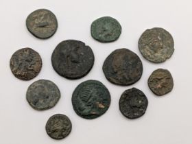 Ancient Greece A group of eleven bronze coins to include Thrace Athena advancing example, one