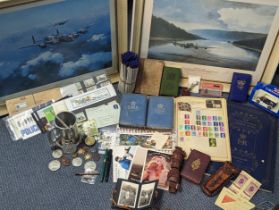 Mixed collectables to include pair of signed RAF related prints, mixed ephemera to include a