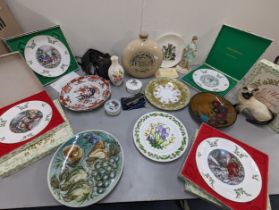 A mixed lot to include a Royal Worcester Margery figure, Royal Doulton model cat, Royal Worcester