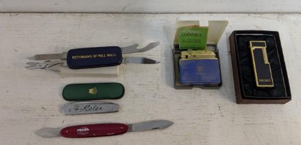 A Rolex, Seiko, Rothmans and other penknives and lighters Location:RAB