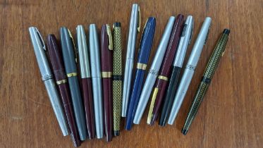 Fourteen Sheaffer fountain pens to include Lady Sheaffer, Triumph, Imperials, most pens with 14ct