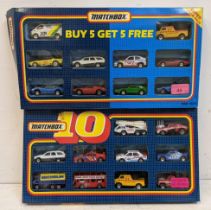 Two Matchbox presentation packs to include a Matchbox 10 pack and a 'Buy 5 get 5 free' pack (5+5) to