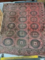 An early to mid Persian carpet, possibly Pakistan, hand knotted rug, with three vertical lines of