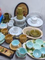 A mixed lot to include Bretby wall hanging plaques, Poole tea set and other items Location: SL