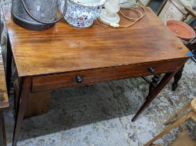 A Georgian mahogany side table having single drawer and on tapering legs Location:G