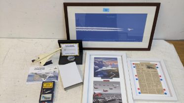 Concorde collectables to include a 2013 20z silver Numis proof coin, boxed, a plastic model on stand