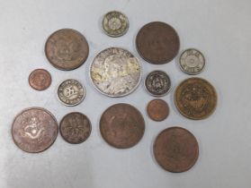 Mixed oriental coins - to include Republic of China "Fat Man Dollar" 1 Yuan, Guangxu 'Hu Poo' 20