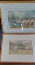 George Butler - watercolours - Bakewell and Haddon Hall, mounted in a pine frame signed, together