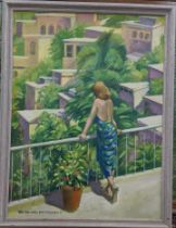 Ron Freeborn - oil on canvas entitled 'The Balcony' 44.5 x 59.5cm framed Location:RWF