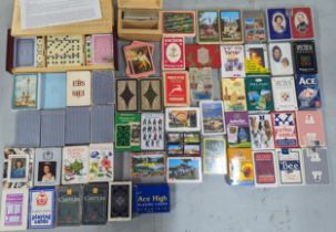 A collection of 20th century playing cards to include views of Hong Kong, Charles and Diana, Bee,