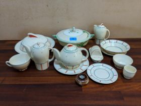 A Susie Cooper Breakfast set to include teapot, toast rack, muffin dish cup plates and others