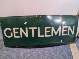 A vintage green enamel advertising sign, signed 'Gentlemen' in white, 76cm x 30cm Location: SL