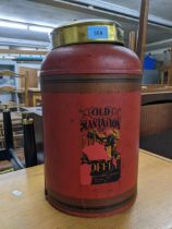 A vintage old plantation coffee canister with an associated lid Location: G