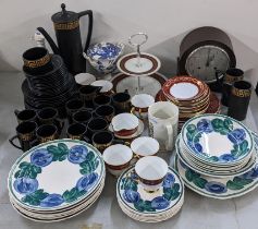 A mixed lot to include a retro Portmerion coffee service, Coalport, a mangle clock and other items