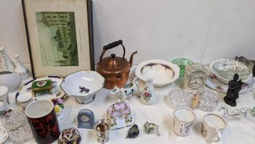 Ceramics and glassware to include Royal Crown Derby paperweight fashioned as a frog, a Poole pottery