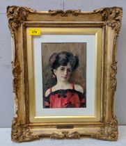 Attributed to Stanley Cursiter - head and shoulders portrait watercolour, framed and glazed