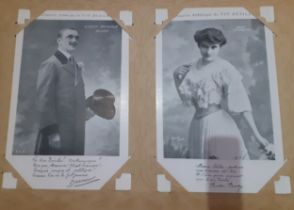 A Cartes Postales du Vin Desiles postcard album containing approx 152 Edwardian postcards of theatre