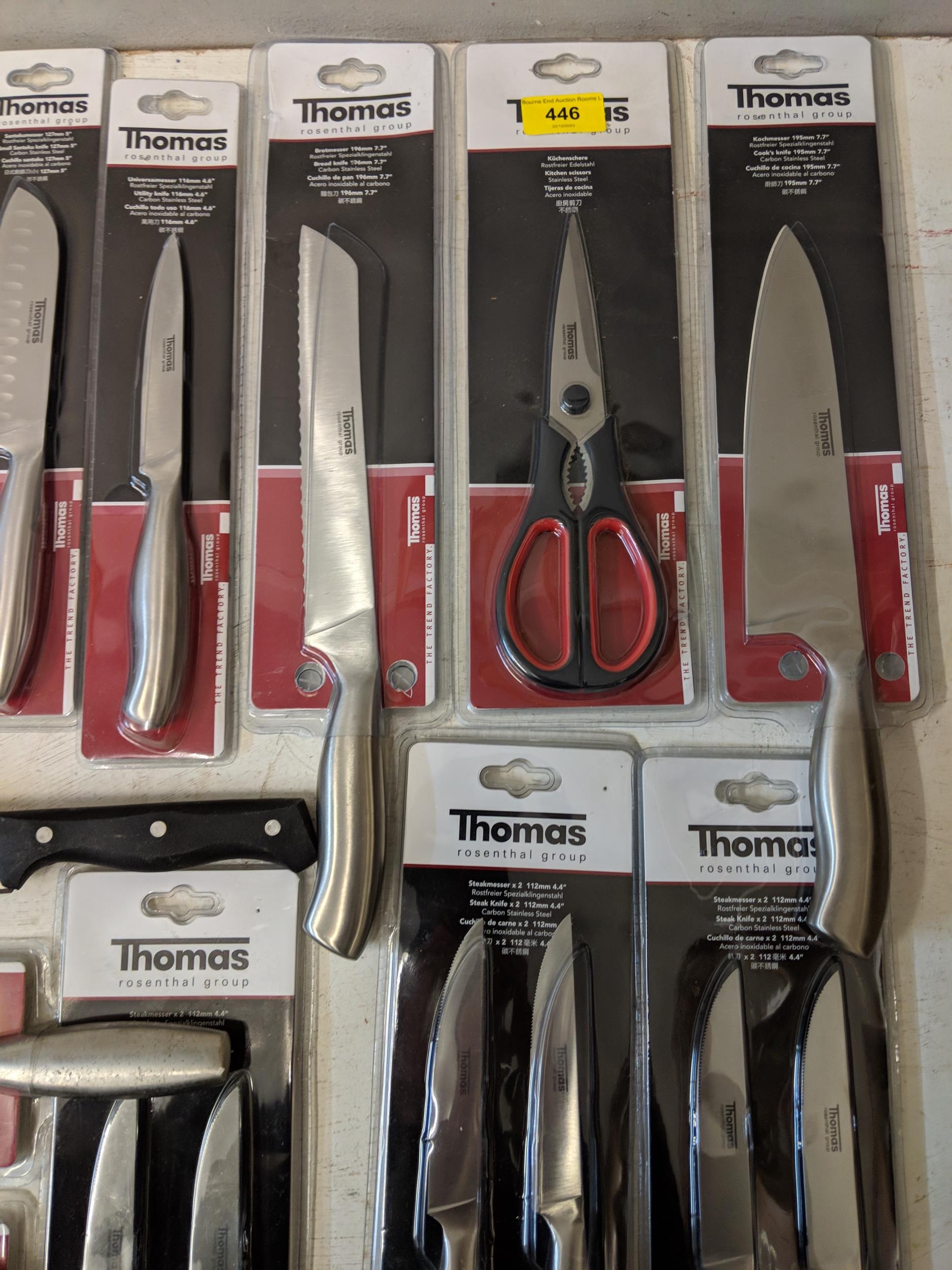 Sixteen as new Thomas kitchen knives, scissors and steel and two other knives Location: - Bild 3 aus 5