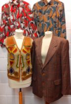 Yves Saint Laurent- A gents vintage brown jacket in a tweed style checked pattern having 2 branded