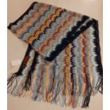 Missoni- A multicoloured scarf with zig zag design and tassels, designer label intact. Location:R1.3