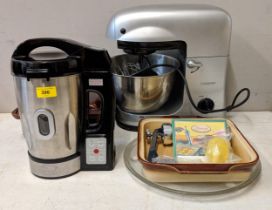 Kitchen related items to include a Cookworks food mixer, a Quest soup maker, two dishes Location: