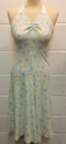 Biba-A 1970's Summer halter neck tea length dress, 28/30" chest x 28" waist x 47" long, in a