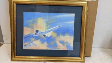 Timothy O'Brien 0 'Concorde Legend of the Sky' watercolour, signed, 28cm x 37cm, framed and glazed