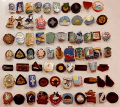 A large collection (approx 70) of vintage enamelled Butlin's Holiday Camp badges, various UK camps