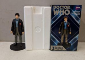 A BBC Underground Toys Dr Who (Patrick Troughton) resin model on a circular base, in original box