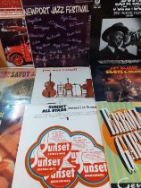 Seven record travel cases containing mainly Jazz records to include the artists Fats Waller,