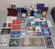 Mixed coins - a collection of commemorative coins and sets to include 1978 UK proof coinage sets,