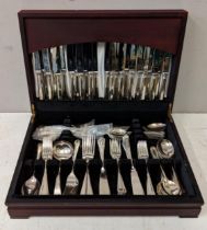 A silver plated twelve-place setting canteen of cutlery in a mahogany finished case Location: