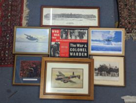 RAF related items to include a group of framed pictures of Aircraft to include Lancaster Bomber,