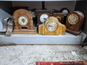 A mixed lot of mantle clocks for spares, to include a Fattorini & Sons Electric Automatic alarm