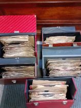 Five record travel cases containing gramophone and phonograph records to include Dizzy Gillespie (