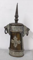 An African copper, brass and white metal flask style object Location: