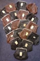 A quantity of 28 x 1930's/40's black and brown leather clutch bags A/F with silver tone clasps and a