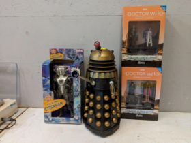 Dr Who models to include a model Dalek, 32cm, a 2002 BBC talking cyberman, The Monk and The