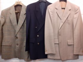 Christian Dior Monsieur-A gents beige woollen blazer with herringbone design having a CD branded