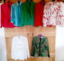 A quantity of 1980's-90's ladies blouses to include a silk Claude-Patrick blouse, Basler, Mansfield,