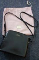 Radley-A small black leather crossover bag with branded dust-bag. Location: Condition: No damage