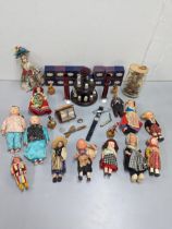 Mixed collectables to include a collection of Royal Crown Derby thimbles, dolls, wristwatches, and