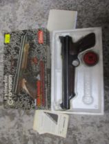 A Crossman model 1300 medallist .22 pump action air pistol A/F with box and pellets Location :G