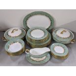 An Aynsley Sherwood pattern dinner service place setting eight with tureens, sauceboat, plates,