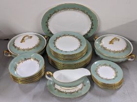 An Aynsley Sherwood pattern dinner service place setting eight with tureens, sauceboat, plates,