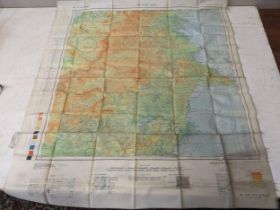 A WWII US Army AAF Cloth chart (silk escapees map) depicting East and West Borneo to each side,